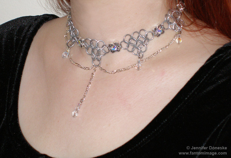 crystal chainmail choker necklace