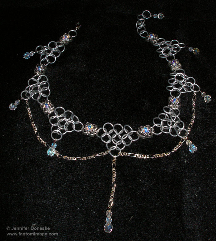 crystal chainmail choker necklace