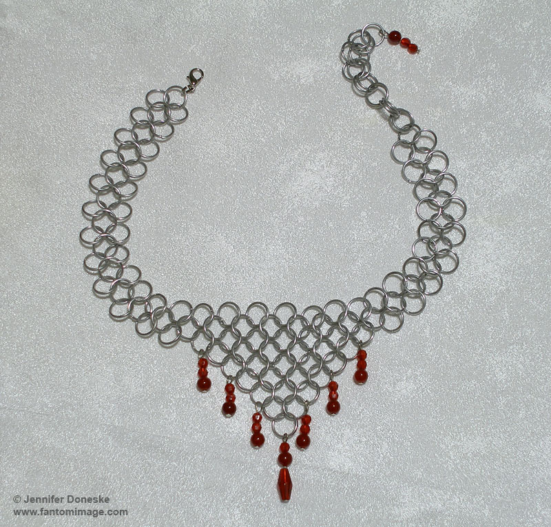 ruby blood red chainmail choker necklace