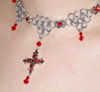 ruby red necklace chainmail choker